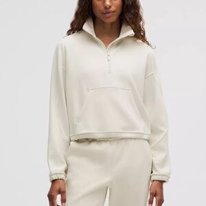 Lululemon Brushed Softstreme Half Zip sz 12 Off-White